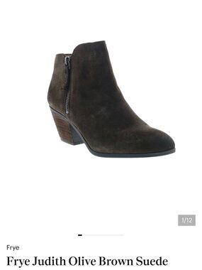 Frye Olive Suede Side-Zip Ankle Boot